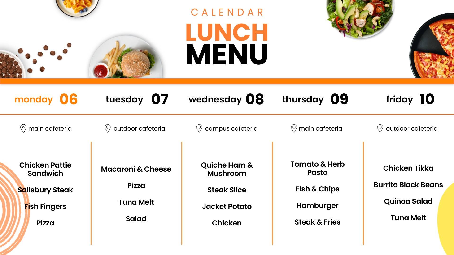 Google Calendar Lunch Menu Digital Signage Template